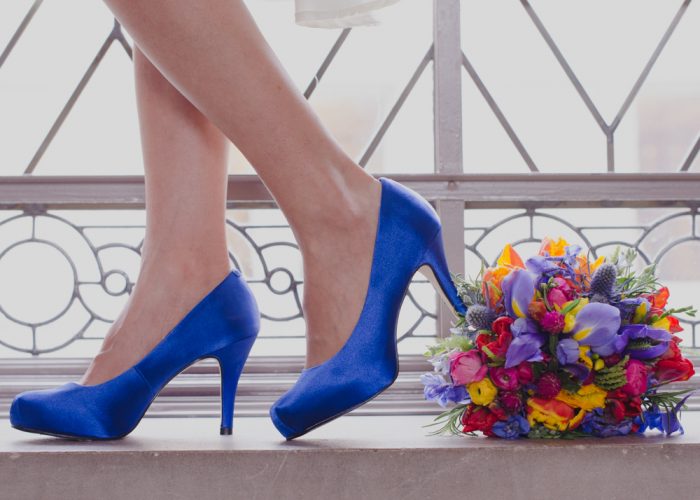 zapatos azules de novia